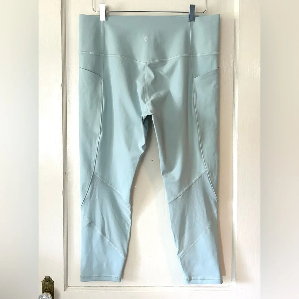 Athleta Salutation Stash High Rise‎ Mesh 7/8 Legging Dawn Blue XL